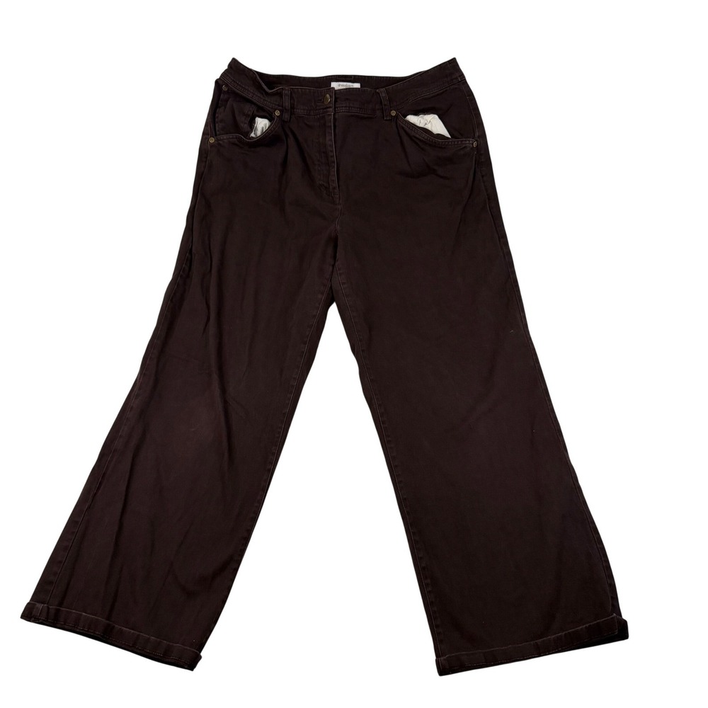 Dressbarn Woman Brown Wide Leg Pants Plus Size 16W High Rise Stretch Trousers